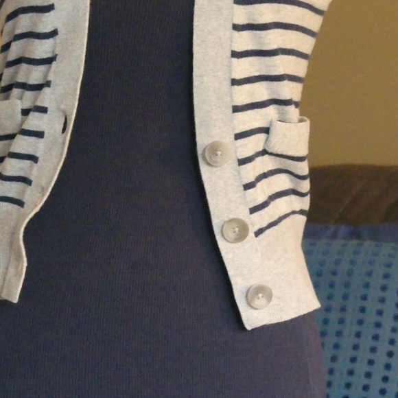 CLASSIC Striped Short Sleeve Cardigan - Picture 2 of 5